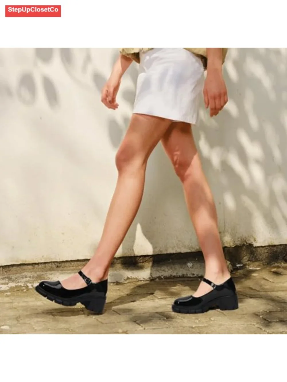 IDIFU Mary Jane Platform Pumps Low Block Heel Dress Shoes Women Comfortable